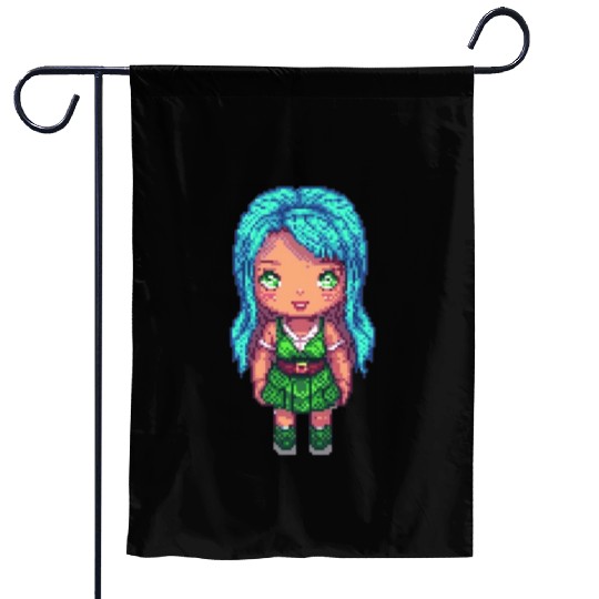 Mystic Emerald Sprite - Pixel Art Design Garden Flags
