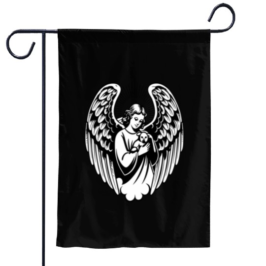 Guardian Angel Embracing Beloved Pet Garden Flags