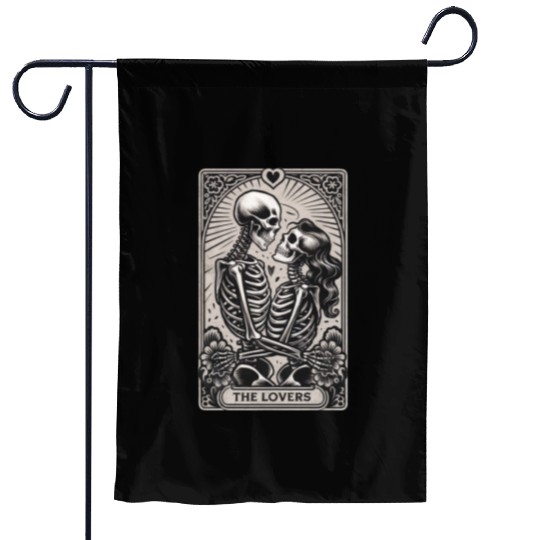 Vintage Gothic Skeleton Couple Tarot Card Garden Flags