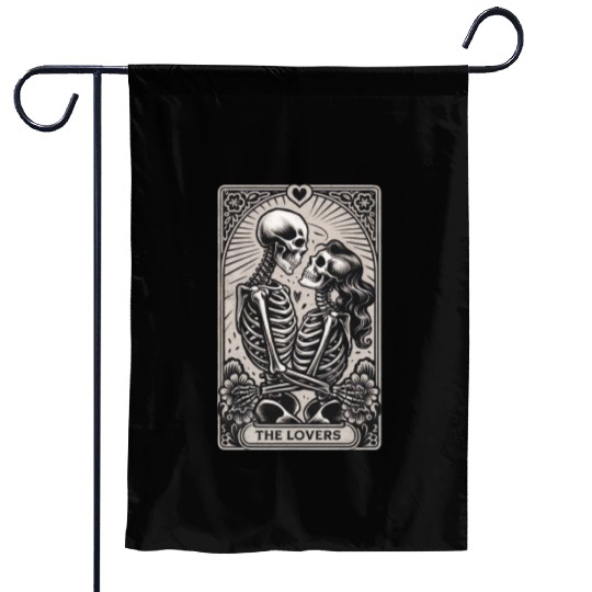 Vintage Gothic Skeleton Couple Tarot Card Garden Flags