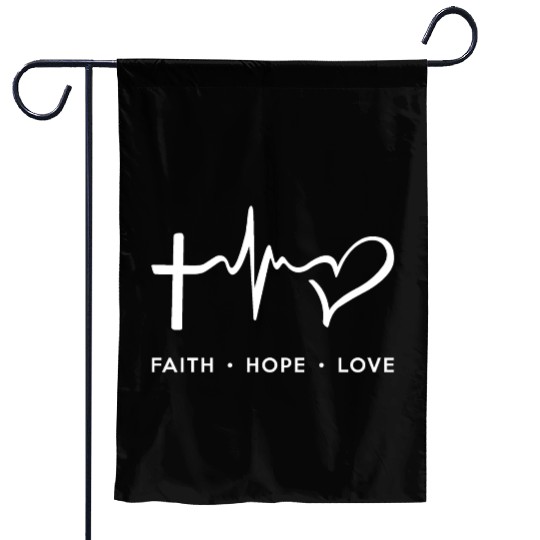 Faith Hope Love - White Garden Flags