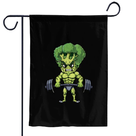 funny broccoli gym bodybuilding Garden Flags
