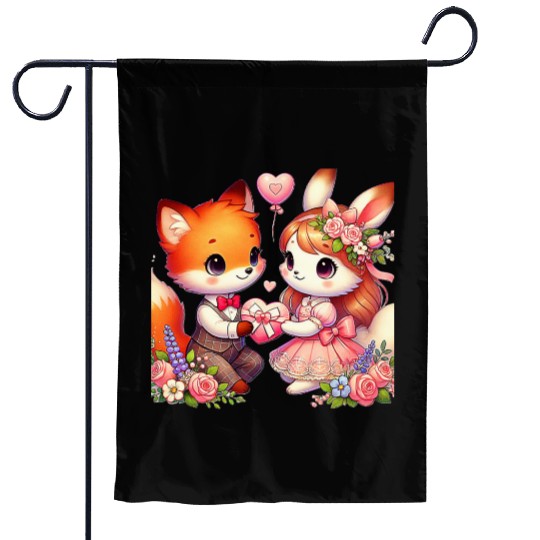 Beautiful couple heartvalentine's day design Garden Flags