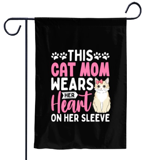 This cat Mom Wears Her Heart on Her Sleeve Garden Flags