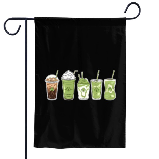 Coffee Latte Green Cute Irish St Patrick's Day Garden Flags