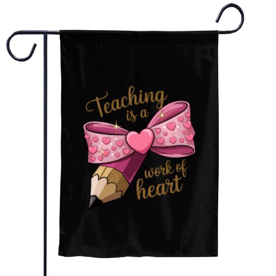 Coquette Pencil Teacher Valentine Coquette Bow Garden Flags