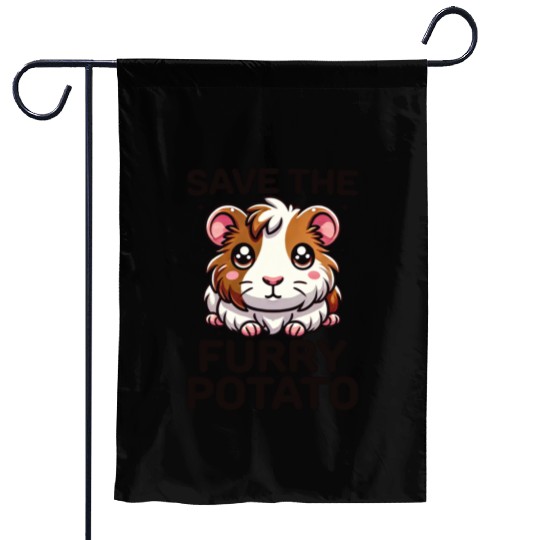 Save the Furry Potato Funny Guinea Pig Cute Kawaii Garden Flags