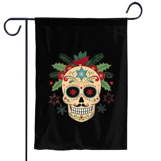 Holiday Sugar Skull Garden Flags
