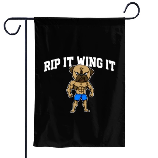Rip It Wing It Funny Workout Humor Gym Sayings Garden Flags