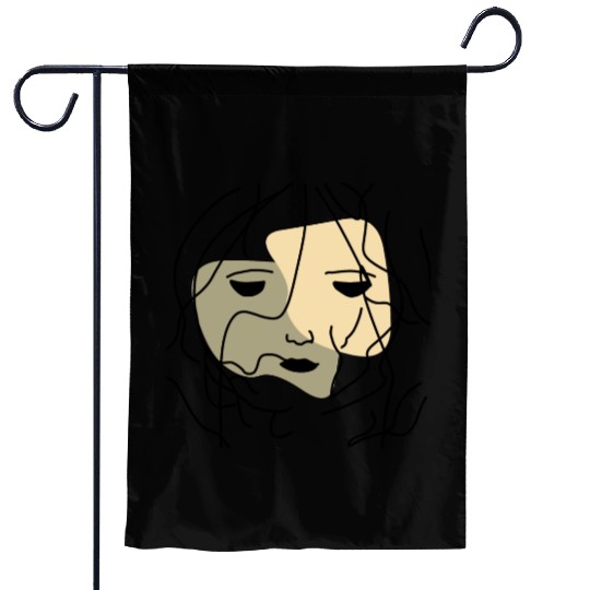 Minimalist Lonely Muted Face Garden Flags