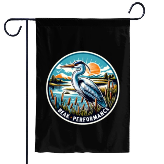 Great Blue Heron Beak Performance Retro Garden Flags