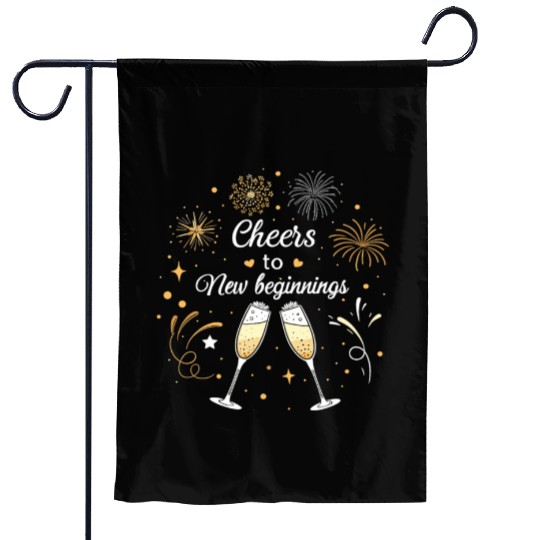 Cheers To New Beginings - Festive New Year's Eve Garden Flags