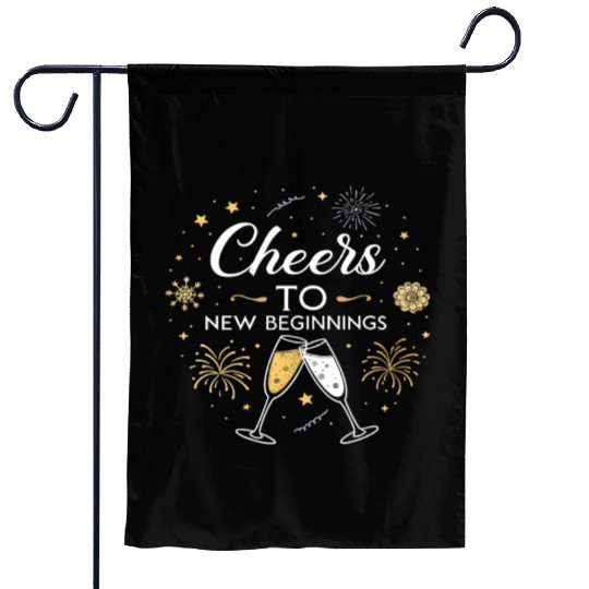 Cheers To New Beginings - Festive New Year's Eve Garden Flags