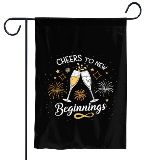 Cheers To New Beginings - Festive New Year's Eve Garden Flags