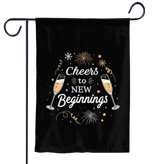 Cheers To New Beginings - Festive New Year's Eve Garden Flags