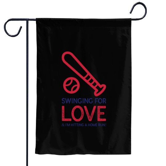 Swinging for love’ Baseball Valentines Day Garden Flags
