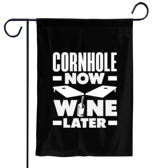 Cornhole Now Wine Later Fun Game Vibes Garden Flags