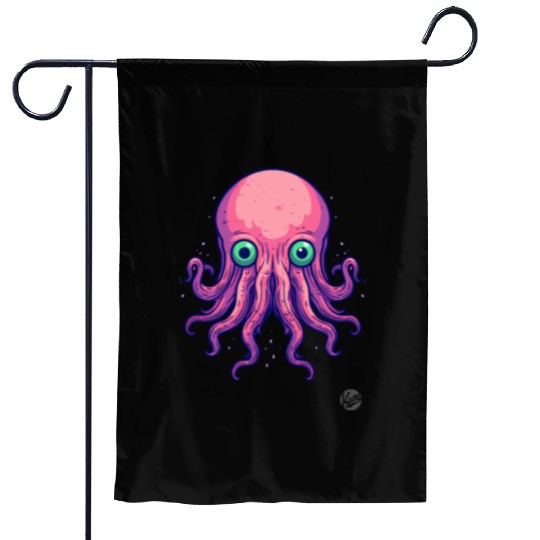 Colorful Cartoon Kraken Octopus Garden Flags