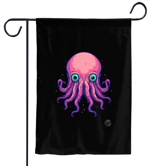 Colorful Cartoon Kraken Octopus Garden Flags