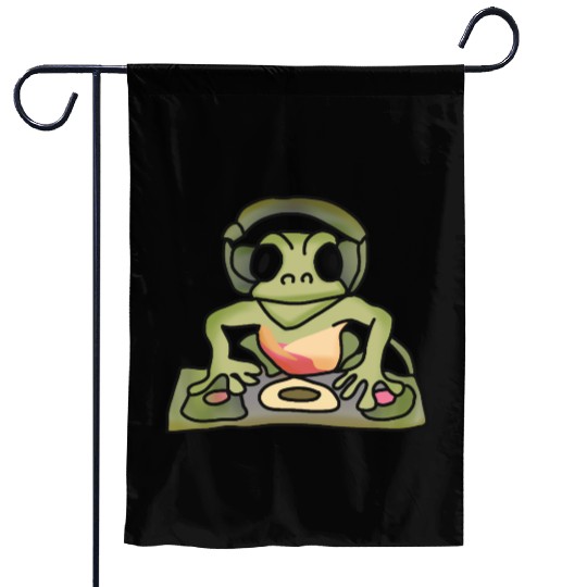 Street Retro Frog with Headphones | Funny Garden Flags