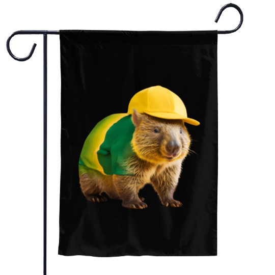 Green and Gold Wombat 2 Garden Flags