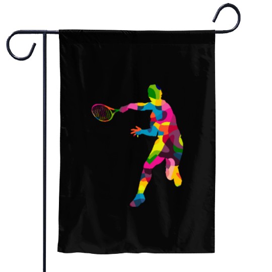 Colorful Tennis Player Silhouette Art Garden Flags