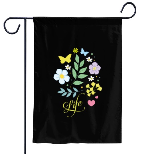 Beautiful Flowers Life Butterfly Spring soft color Garden Flags