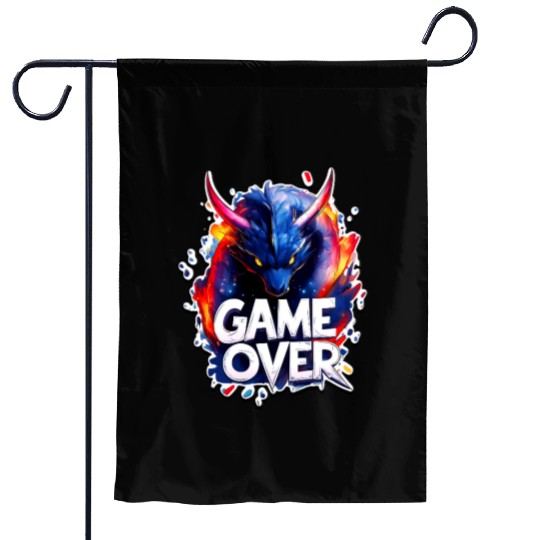 Game Over - Dragon Art - Graffiti Style - Gamer Sl Garden Flags