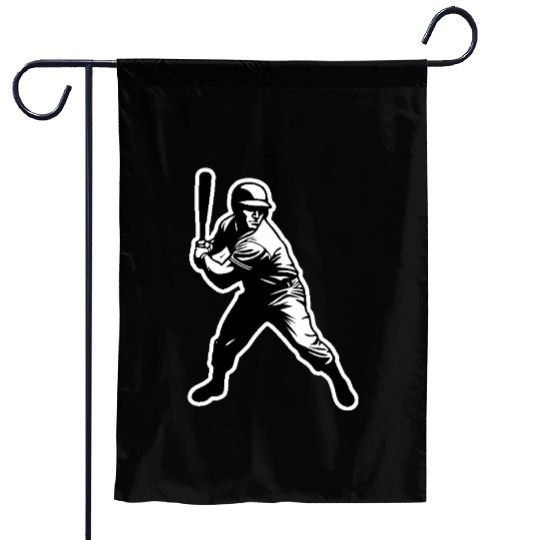 Baseball Player Black And White Garden Flags