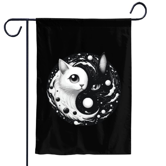 Ying and Yang Cats Asian Meditation Gift Idea Garden Flags
