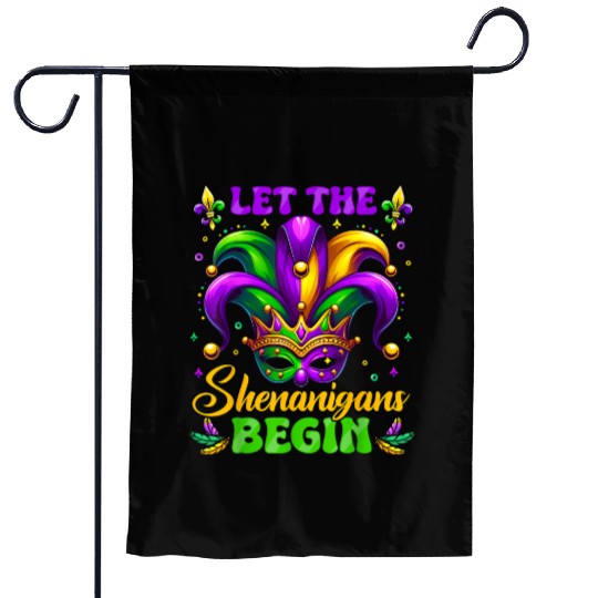 Let the Shenanigans Begin Mardi Gras Design Garden Flags