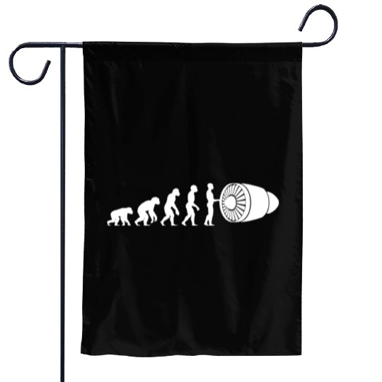 Human Evolution: Aircraft Mechanic Garden Flags