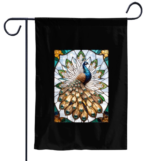 Stained Glass Peacock Garden Flags