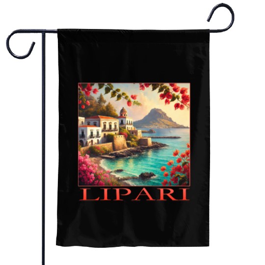 Lipari Volcano Mediterranean Terracotta Vacation Garden Flags