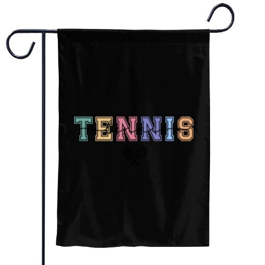 Tennis Typography and Tennis Rackets Garden Flags