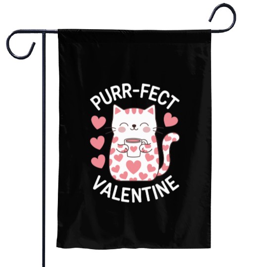 cute Valentines Day Cat Purr-fect Valentine Gift Garden Flags