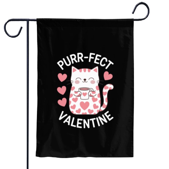 cute Valentines Day Cat Purr-fect Valentine Gift Garden Flags