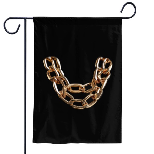 Shiny gold bold chain Garden Flags