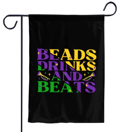 Beads Drinks Beats Mardi Gras Garden Flags