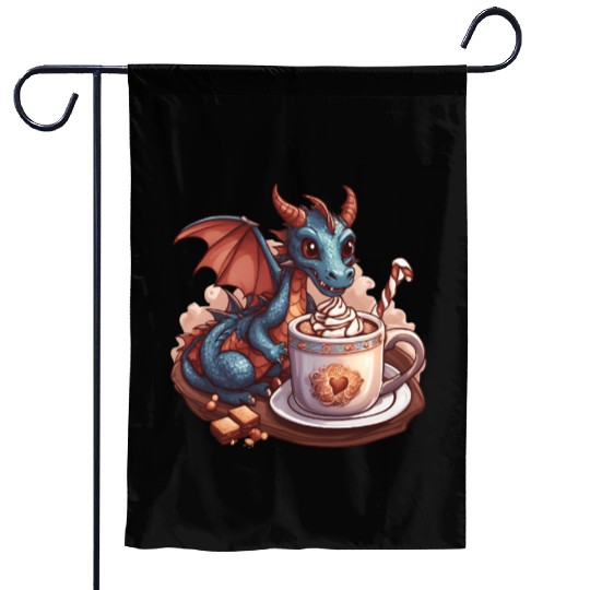 Cozy Dragon and Hot Chocolate Delight Garden Flags