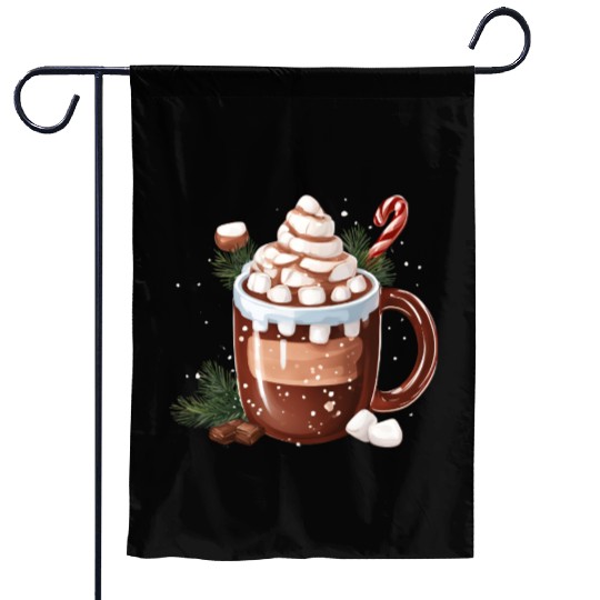 Festive Hot Chocolate with Marshmallows Garden Flags