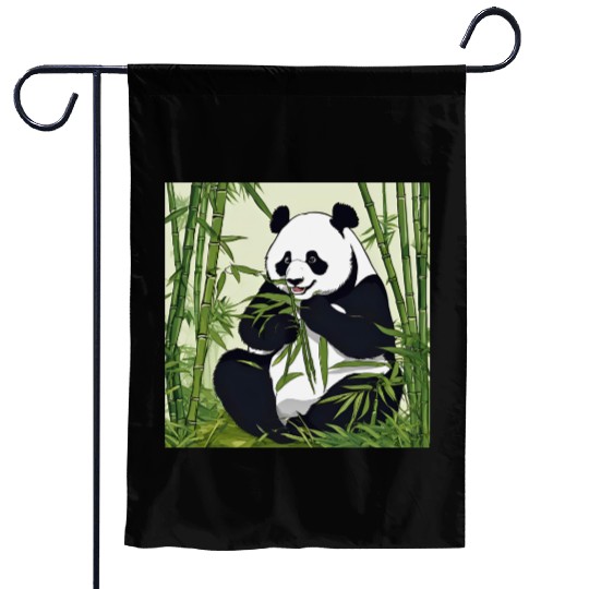 Chill Panda Eating Bamboo Cute Relaxed Design Garden Flags