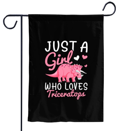 Girl Who Loves Triceratops Triceratops Lover Girl Garden Flags