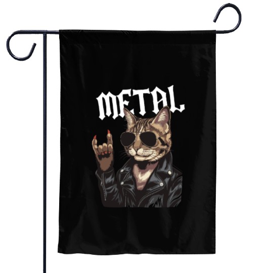 Heavy Metal Cat Rocker Death Metal Music Fan Gift Garden Flags