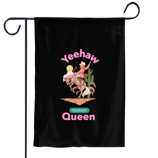 Yeehaw Queen, girl horse riding Garden Flags.