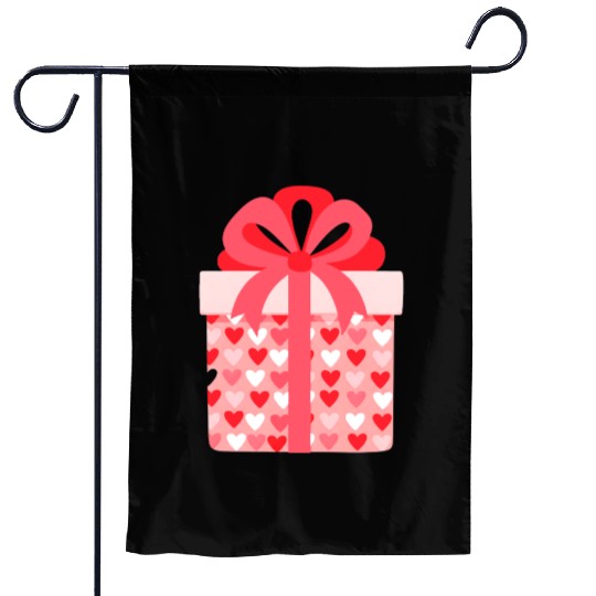 Hearts Gift Box Pattern Design Garden Flags