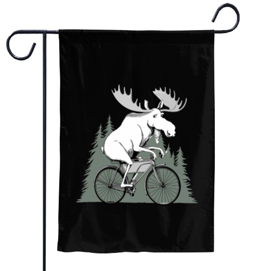 Handmade Moose on Bike Garden Flags – Unique Unisex