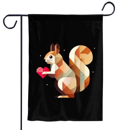 Squirrel with heart - loving for Valentine's Day Garden Flags