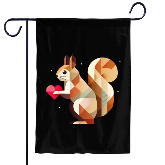 Squirrel with heart - loving for Valentine's Day Garden Flags