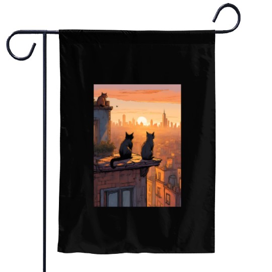 Cat painting red black cat Garden Flags